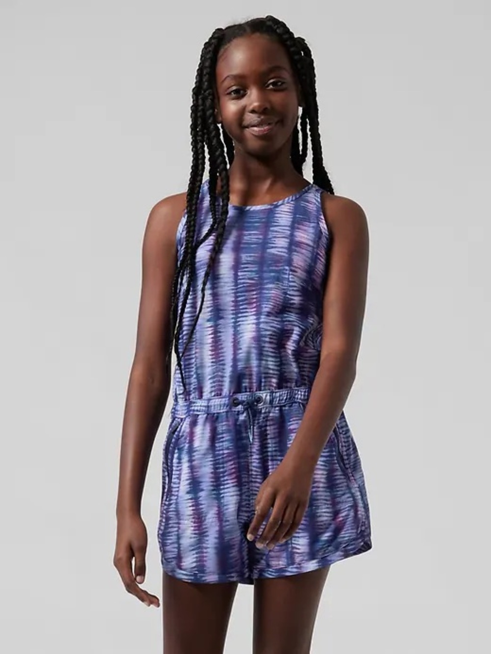 Athleta Girl Purple and Blue Tie-Dye Tank Top Romper - Medium 8/10